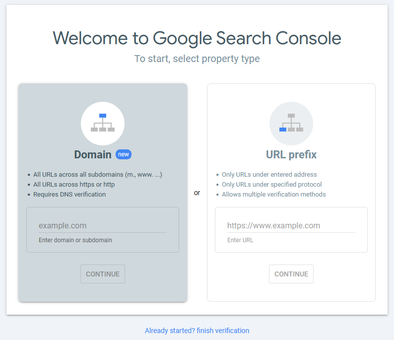 Google Search Console Sign up