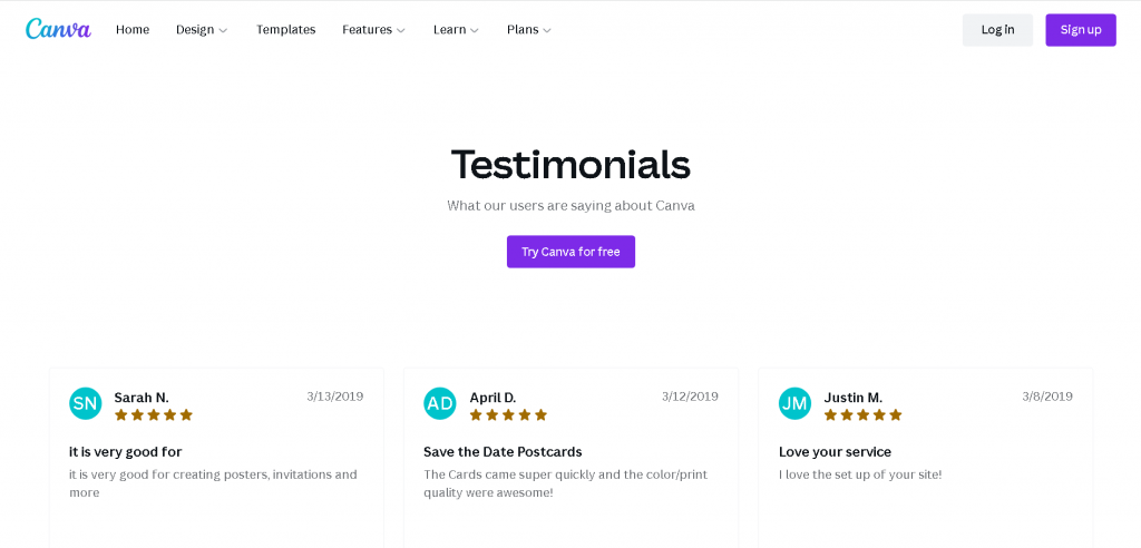 Canva Testimonials